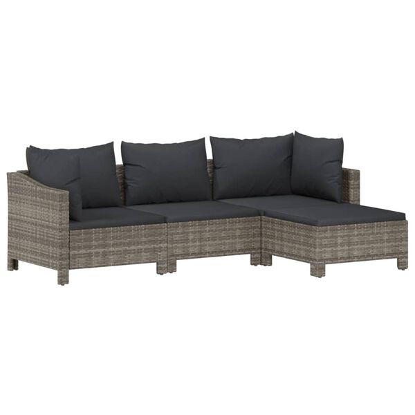 vidaXL 8 Piece Garden Lounge Set with Cushions Grey Poly Rattan