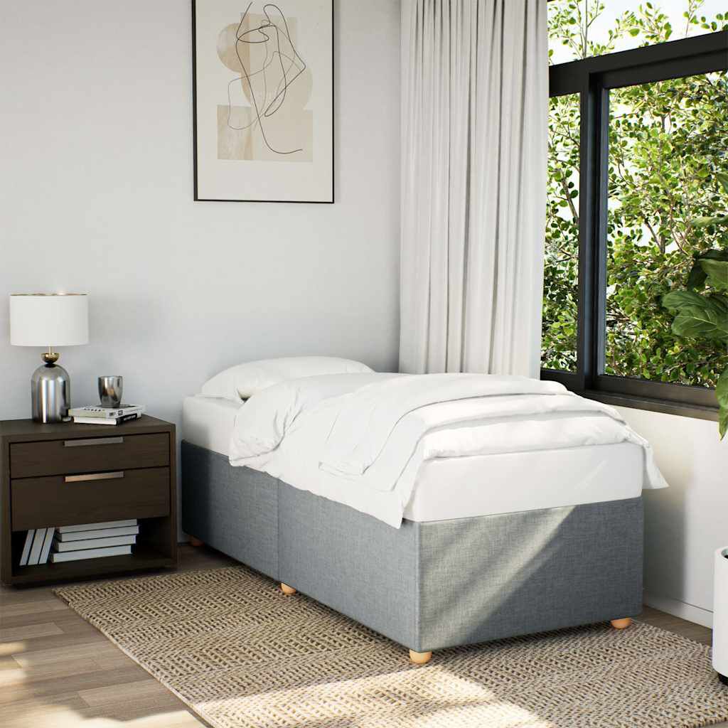 vidaXL Bed Frame without Mattress Light Grey Twin XL Fabric