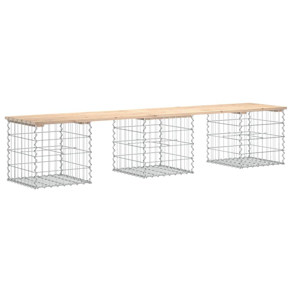 vidaXL Garden Bench Gabion Design 203x44x42 cm Solid Wood Pine
