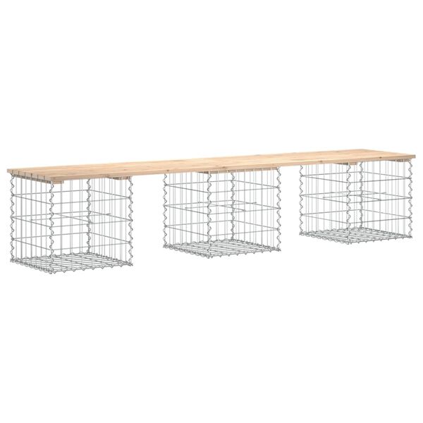 vidaXL Garden Bench Gabion Design 203x44x42 cm Solid Wood Pine
