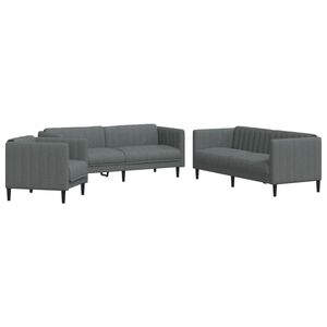 vidaXL 3 Piece Sofa Set Dark Grey Fabric