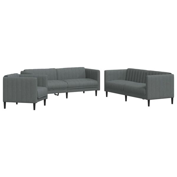 vidaXL 3 Piece Sofa Set Dark Grey Fabric
