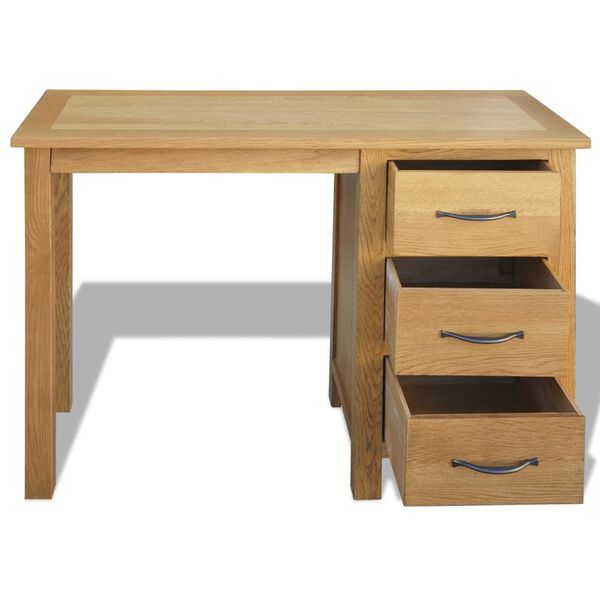 vidaXL Desk with 3 Drawers 106x40x75 cm Solid Oak Wood