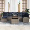 vidaXL Garden Sofa Set with Cushion 8 pcs Grey and navy blue