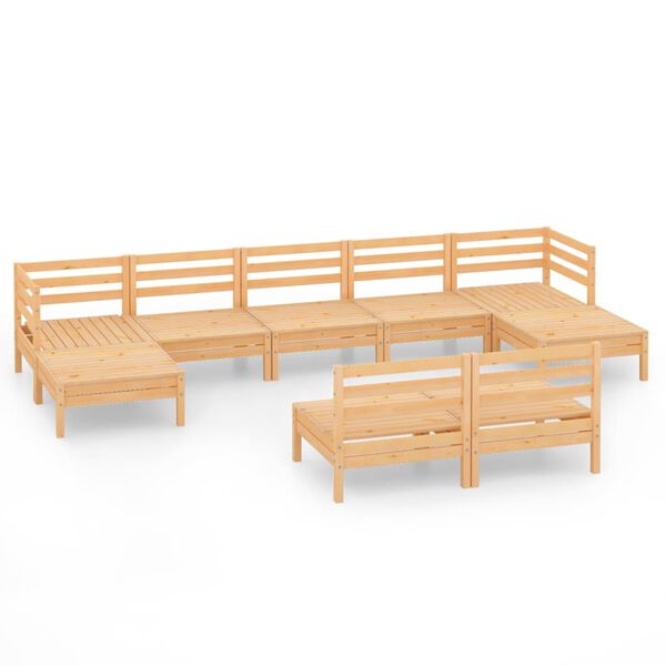 vidaXL 9 Piece Garden Lounge Set Solid Wood Pine