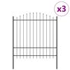 vidaXL Garden Fence 3 pcs Grey 170 x 215 cm Powder-Coated Steel