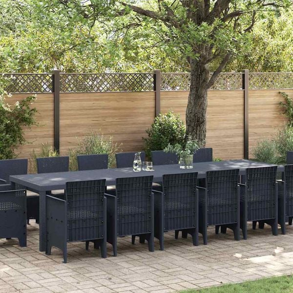 vidaXL Garden Dining Set 15 pcs Anthracite Polt rattan