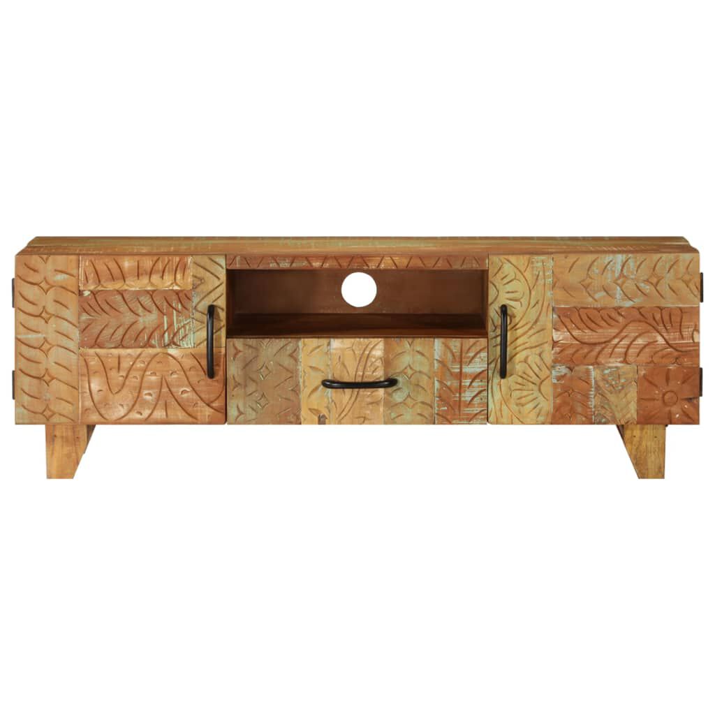 vidaXL Hand Carved TV Cabinet 120x30x40 cm Solid Reclaimed Wood