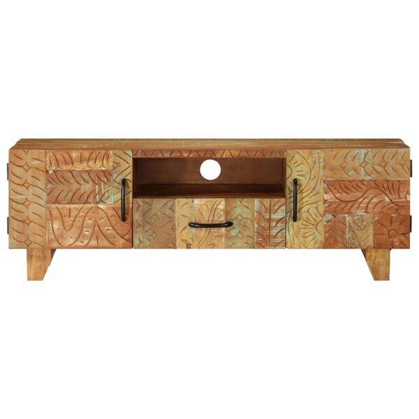 vidaXL Hand Carved TV Cabinet 120x30x40 cm Solid Reclaimed Wood