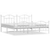 vidaXL Metal Bed Frame without Mattress with Footboard White 193x203cm