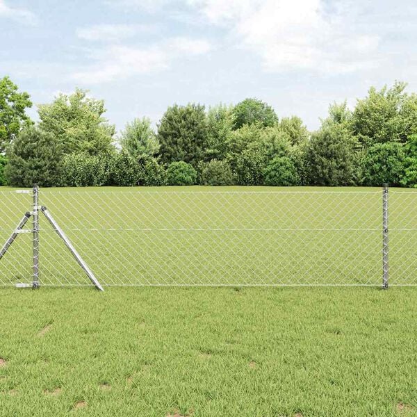 vidaXL Chain Link Fence Silver 25 x 0.6 m Galvanised Steel