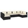 vidaXL 6 Piece Garden Lounge Set with Cushions Poly Rattan Black