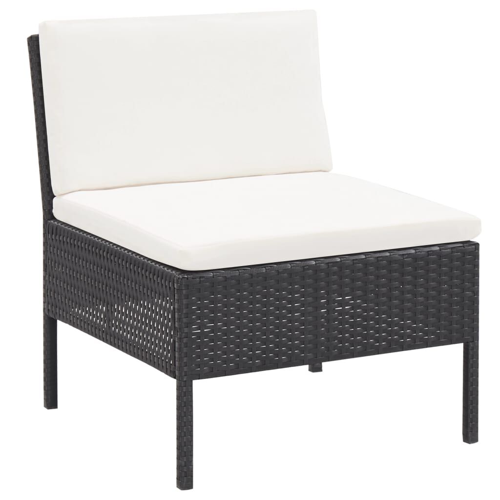 vidaXL 5 Piece Garden Sofa Set with Cushions Poly Rattan Black