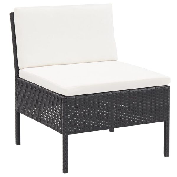 vidaXL 5 Piece Garden Sofa Set with Cushions Poly Rattan Black