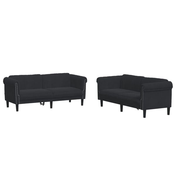 vidaXL 2 Piece Sofa Set Black Velvet