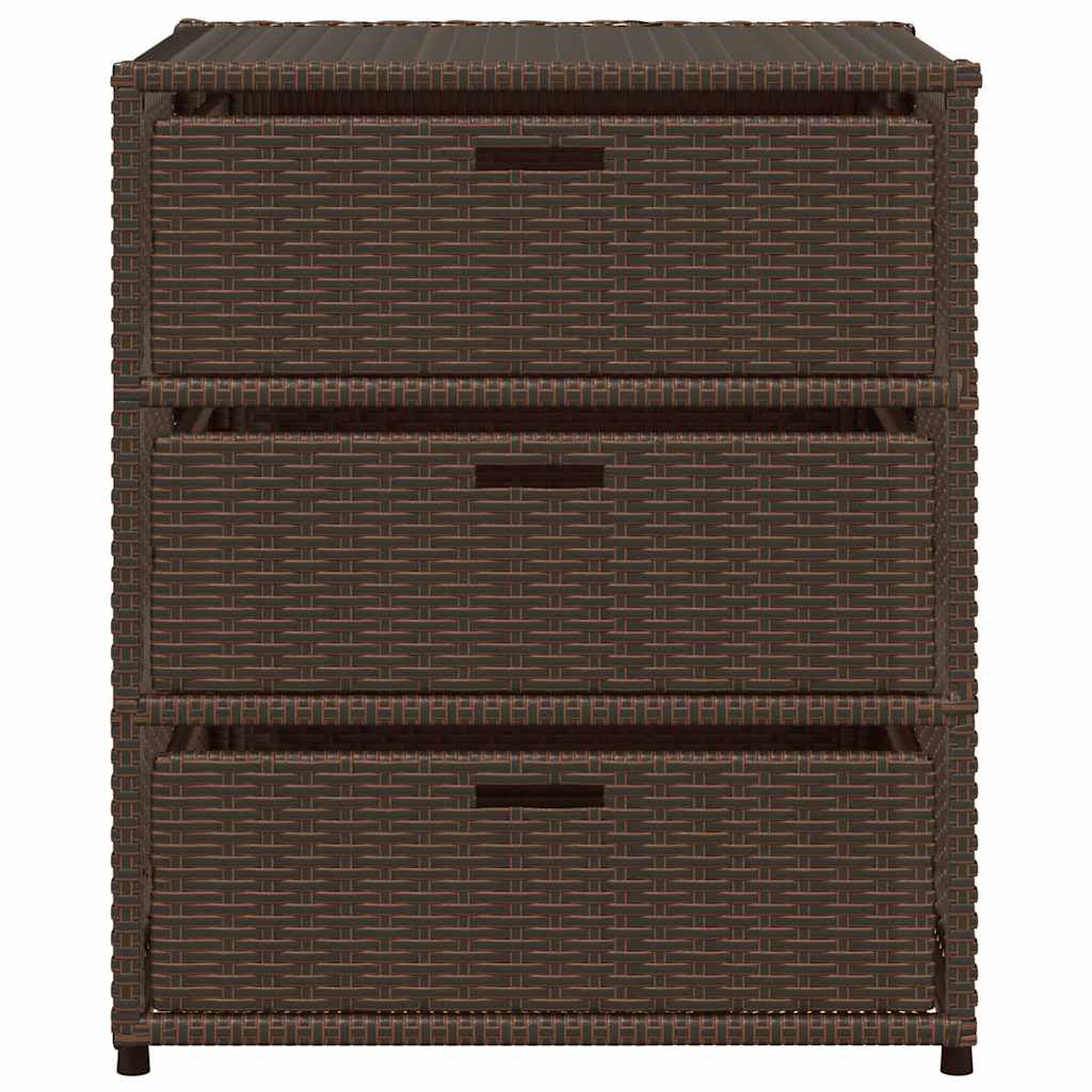 vidaXL Garden Storage Cabinet Brown 55x59x69 cm Poly Rattan