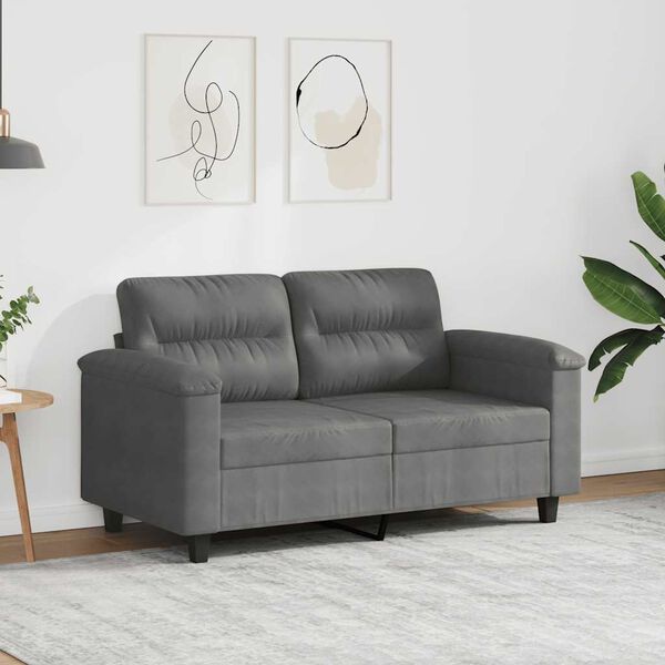 vidaXL 2-Seater Sofa Dark Grey 120 cm Microfibre Fabric