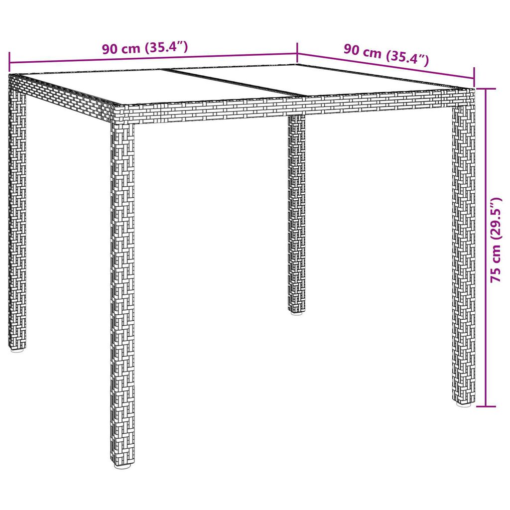 vidaXL Garden Dining Table White 90x90x75 cm Poly Rattan