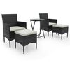 vidaXL 5 Piece Garden Bistro Set Poly Rattan and Tempered Glass Black