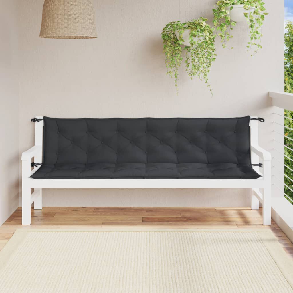vidaXL Garden Bench Cushions 2 pcs Melange Anthracite 200x50x7 cm Fabric