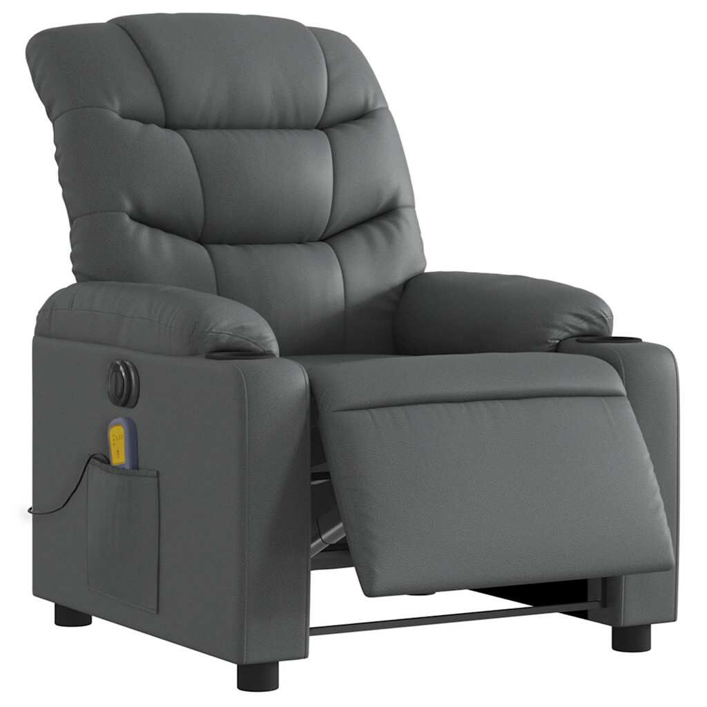 vidaXL Electric Massage Recliner Chair Grey Faux Leather