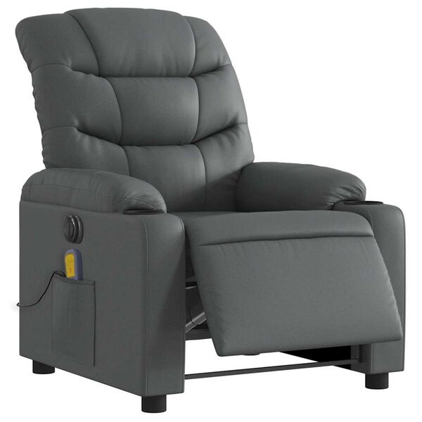 vidaXL Electric Massage Recliner Chair Grey Faux Leather