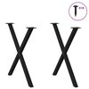 vidaXL Dining Table Legs X-Shaped 2 pcs Black 70x(72-73) cm Steel