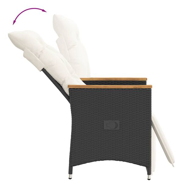 vidaXL 3 Piece Bistro Set with Cushions Black Poly Rattan