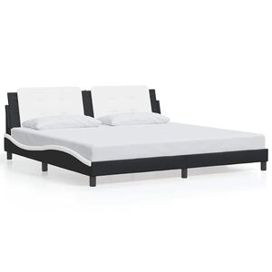 vidaXL Bed Frame without Mattress "Zadar" Black and White 193x203 cm Faux Leather