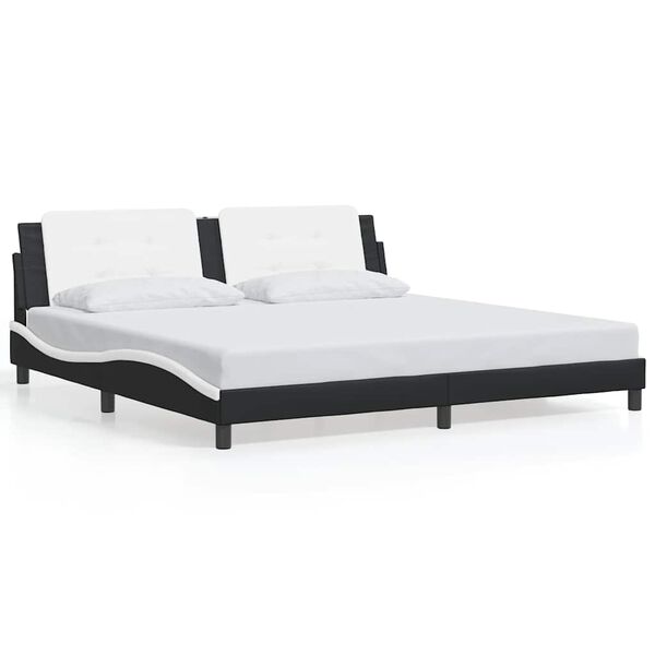 vidaXL Bed Frame without Mattress "Zadar" Black and White 193x203 cm Faux Leather