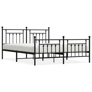 vidaXL Metal Bed Frame without Mattress with Footboard Black 183x213cm