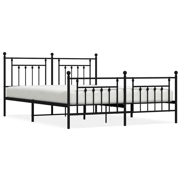 vidaXL Metal Bed Frame without Mattress with Footboard Black 183x213cm