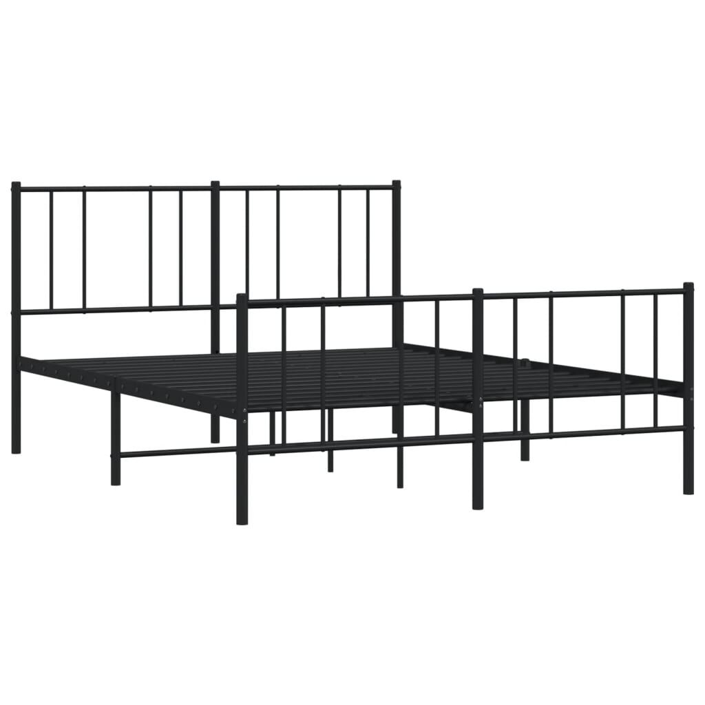 vidaXL Metal Bed Frame without Mattress with Footboard Black 135x190cm