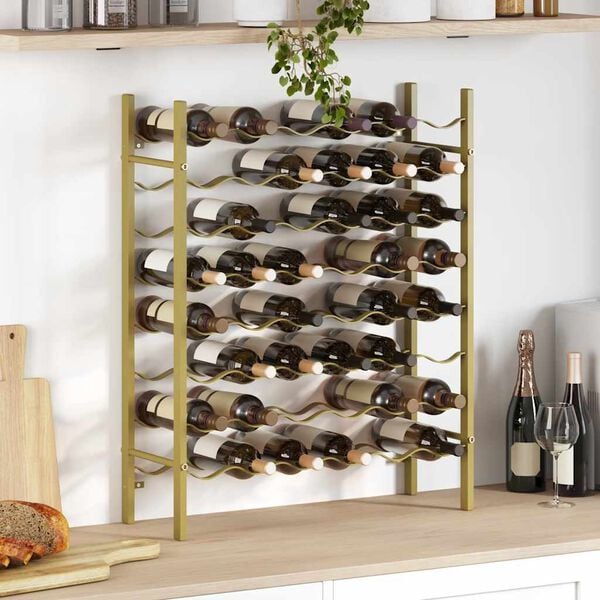 vidaXL Wine Rack for 48 Bottles Gold Metal
