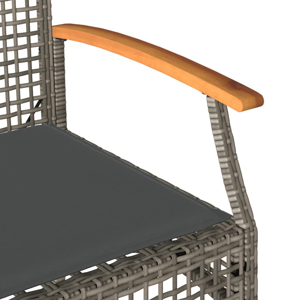 vidaXL Garden Bench with Cushion Grey Poly Rattan Acacia Wood