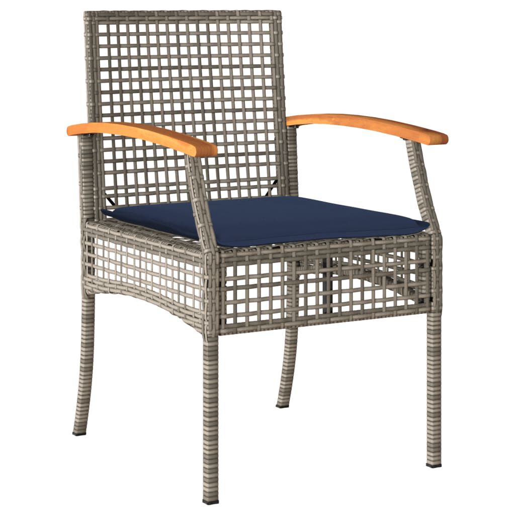 vidaXL 5 Piece Garden Dining Set with Cushions Grey Poly Rattan