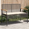vidaXL Garden Bench with Cushion Black Poly Rattan Acacia Wood