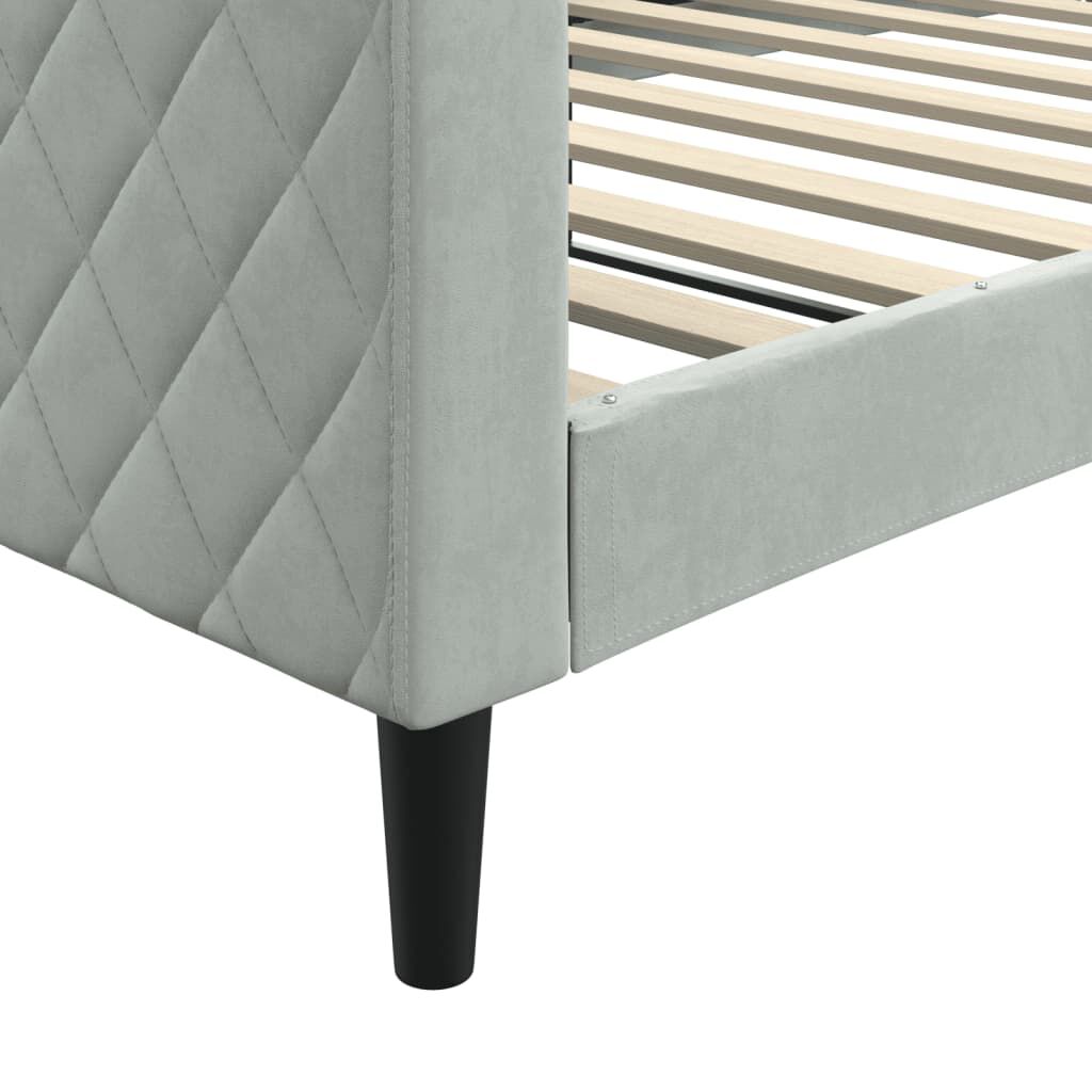 vidaXL Day Bed without Mattress Light Grey 100x190 cm Velvet