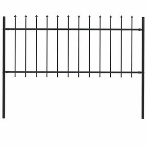 vidaXL Garden Fence with Spear Top Steel 181x80 cm Black
