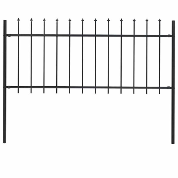 vidaXL Garden Fence with Spear Top Steel 181x80 cm Black