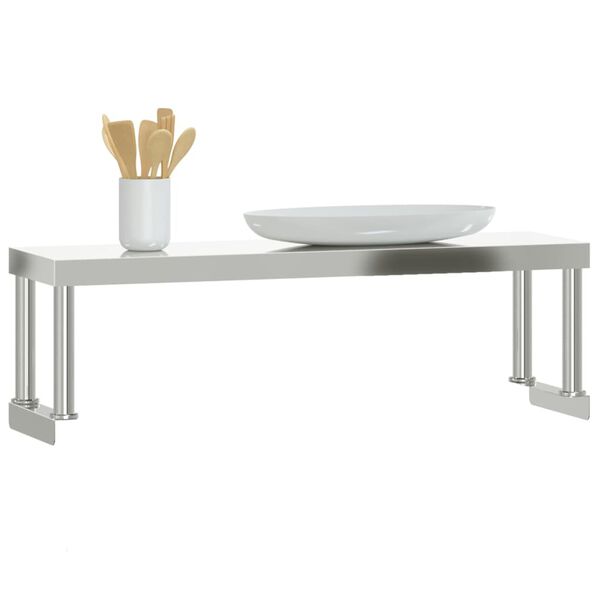 vidaXL Work Table Overshelf 110x30x35 cm Stainless Steel