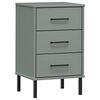vidaXL Bedside Cabinet with Metal Legs Grey Solid Wood Pine "OSLO
