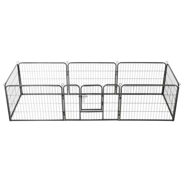 vidaXL Dog Playpen 8 Panels Steel 80x60 cm Black