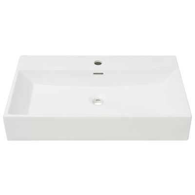 vidaXL Basin with Faucet Hole Ceramic White 30"x16.7"x5.7"