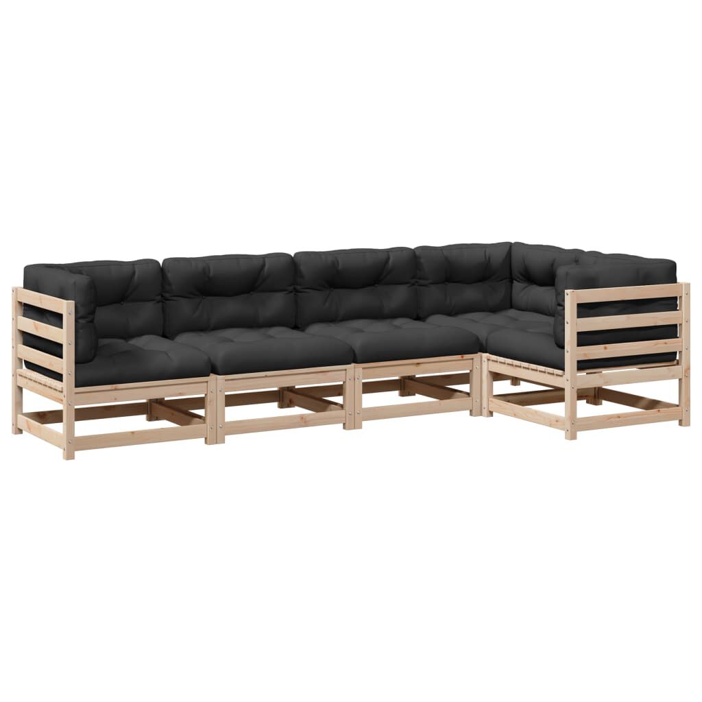 vidaXL 5 Piece Garden Sofa Set with Cushions Solid Wood Pine