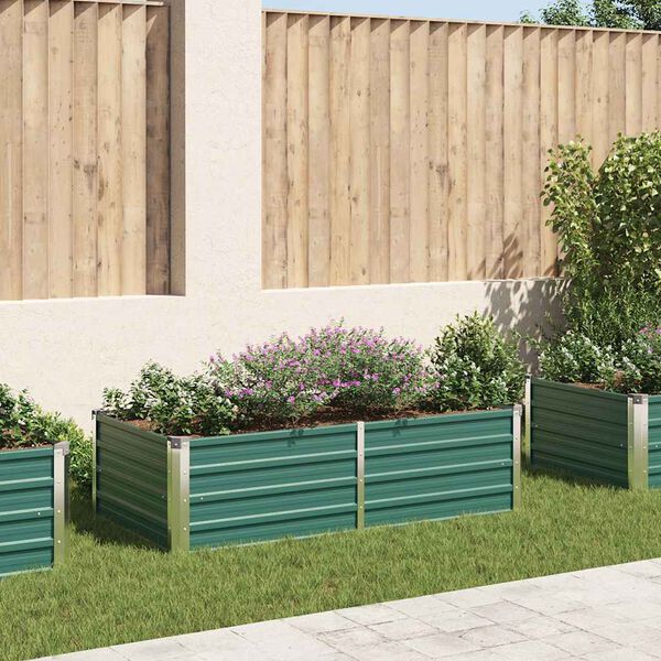 vidaXL Raised Garden Bed 160x80x45 cm Galvanised Steel Green