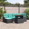 vidaXL Garden Sofa Set with Storage 7 pcs Black Poly rattan