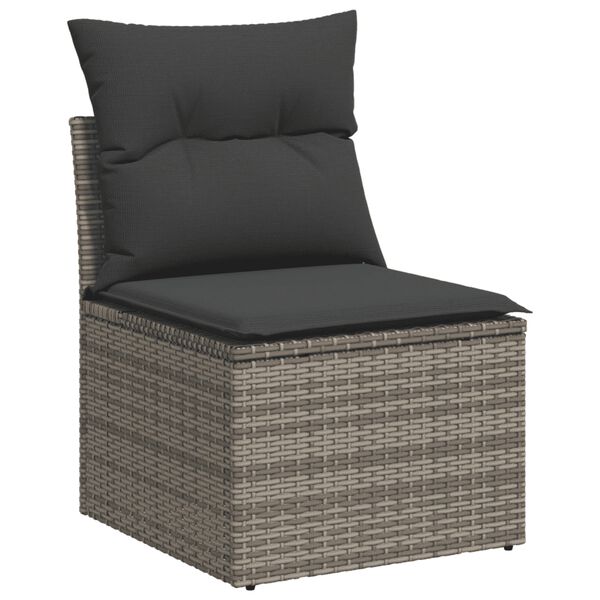 vidaXL 12 Piece Garden Sofa Set with Cushions Grey Poly Rattan