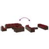 vidaXL 8 Piece Garden Lounge Set with Cushions Brown Poly Rattan