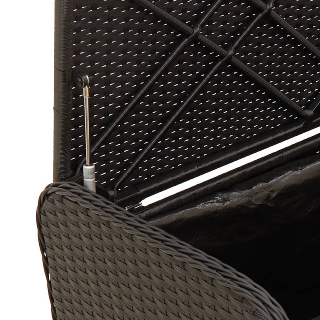 vidaXL Storage Bench with Cushion Black 115x51x52 cm Poly Rattan